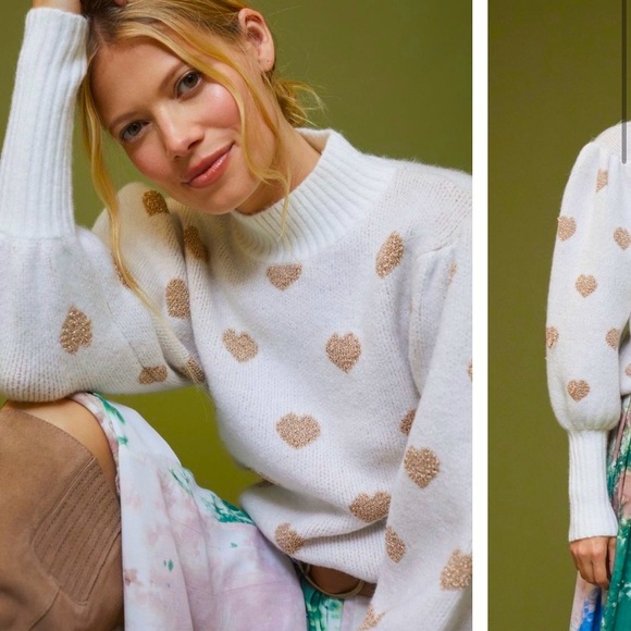 Anthropologie Hearts High Neck Sweater Size XL. - Picture 2 of 7